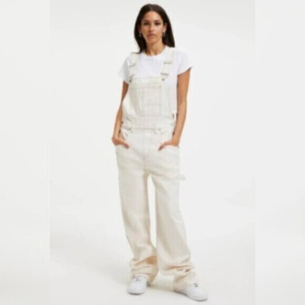 NWT Good American Cream Good 90s Overalls